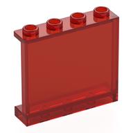 Lego Panel 1 x 4 x 3 [Side Supports / Hollow Studs] / Trans-Red