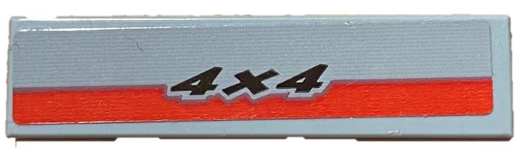 Lego Tile 1 x 4 with Black '4x4' and Red Stripe Pattern  (Sticker) - Set 60240