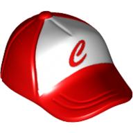Lego Hat / Cap Short Curved Bill with Seams on Peak and Button on Top with Red 'C' Print