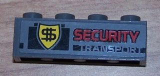 Lego Brick 1 x 4 with 'SECURITY TRANSPORT' Pattern (Sticker) - Set 8199