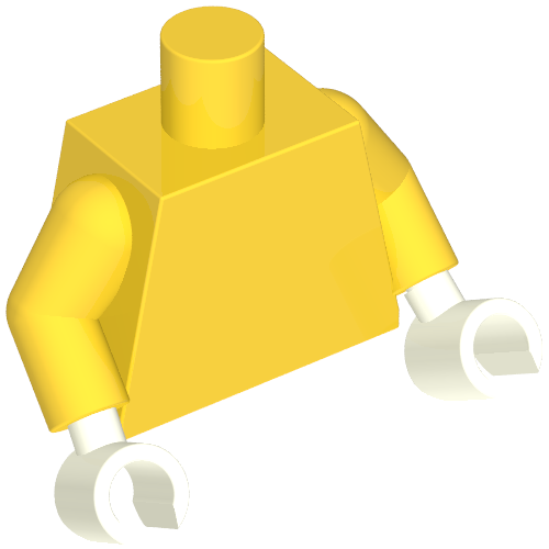 Lego Torso, Yellow Arms, White Hands [Plain]