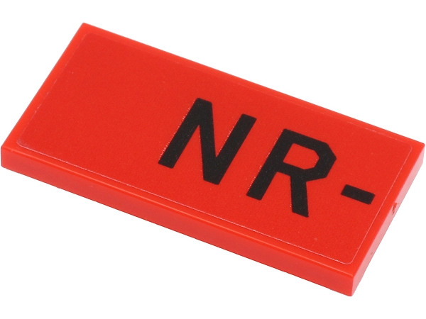Lego Tile 2 x 4 with Black 'NR-' Pattern (Sticker) - Set 40450
