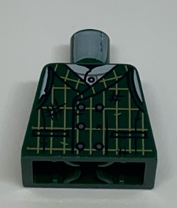 Lego Torso Dark Green Patched Vest and White Shirt Pattern / Dark Green