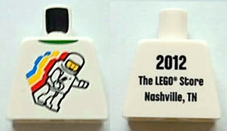 Lego Torso Classic Space Minifigure Floating Front, 2012 The LEGO Store Nashville, TN Back Pattern / White