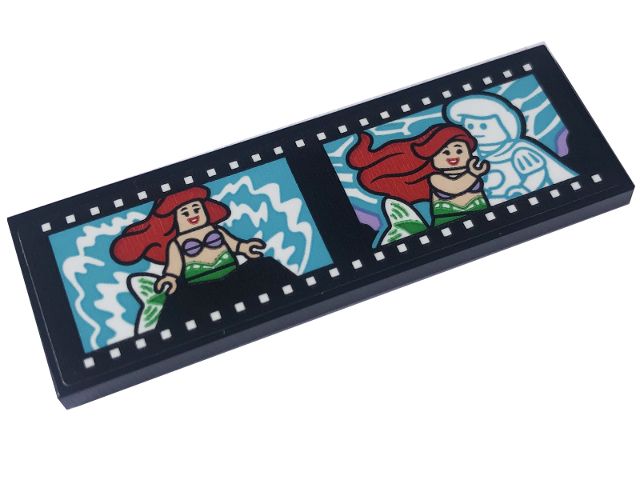 Lego Tile 2 x 6 with Filmstrip / Roll with Ariel and Prince Eric Minifigures Pattern (Sticker) - Set 43227