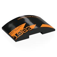 Lego Brick Curved 4 x 6 Double, 2 x 4 Cutout with Orange 'NEVER STOP BUILDING', '1963', 'BRUCE / MRL Est. 1963' Print