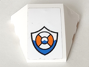 Lego Wedge 4 x 3 Triple Curved No Studs with Coast Guard Logo Pattern (Sticker) - Set 60166 / White