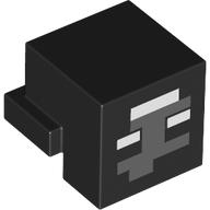 Lego Minifig Head Special, Cube with Rear Ledge, Wither, Pixelated Dark Bluish Grey/White Face / Black