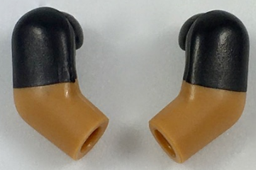 Lego Arm, (Matching Left and Right) Pair with Molded Black Short Sleeves  Pattern / Medium Nougat