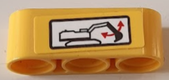 Lego Technic, Liftarm Thick 1 x 3 with Red Double Arrows for Excavator Arm Pattern (Sticker) - Set 42121 / Yellow