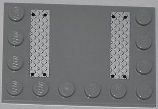 Lego Tile, Modified 4 x 6 with Studs on Edges with Two Silver Tread Plates Pattern (Stickers) - Set 4643