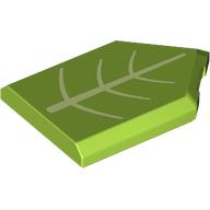 Lego Tile Special 2 x 3 Pentagonal with Yellowish Green Leaf Veins Print / Lime
