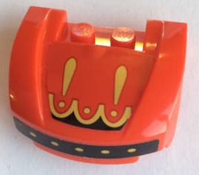 Lego Vehicle, Mudguard 3 x 4 x 1 2/3 Curved Front with Awning with Gold Scalloped Edge and Dots Pattern (Stickers) - Set 70629 / Red