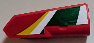 Lego Technic, Panel Fairing #21 Very Small Smooth, Side B with White, Green and Yellow Stripes Pattern (Sticker) - Set 42125