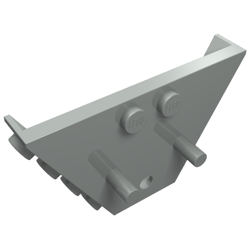 Lego Panel, Trapezoid, Tipper End Flat with Pins, 1 x 2 Anti-studs / Light Gray