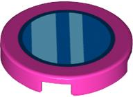 Lego Tile, Round 2 x 2 with Bottom Stud Holder with Blue Circle with Medium Azure Stripes Pattern (Super Mario Conkdor Lens)