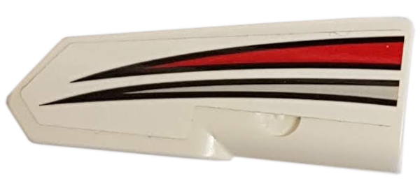 Lego Technic, Panel Fairing #21 Very Small Smooth, Side B with Red and Silver Tapered Stripes Pattern (Sticker) - Set 42057