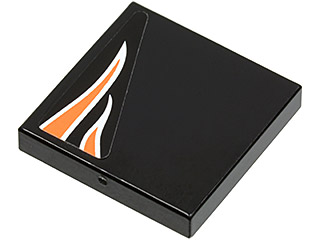 Lego Tile 2 x 2 with Orange Flames on Black Background Pattern Model Right Side (Sticker) - Set 8125 / Black
