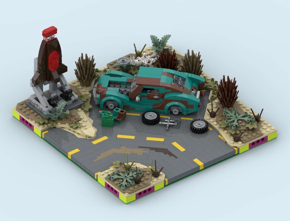 Lego MILS Wasteland Road Curve (V2) 16 Studs Wide (Fallout)