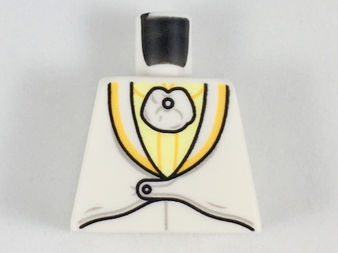 Lego Torso Tuxedo with Light Yellow and Light Orange Trim Pattern / White