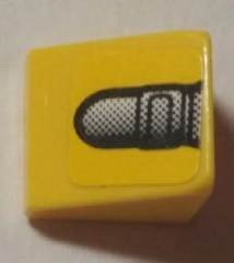 Lego Slope 30 1 x 1 x 2/3 with Fender / Bumper End on Yellow Background Pattern Model Right Side (Sticker) - Set 8666