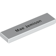 Lego Tile 1 x 4 with Black 'Mae Jemison' Print / White