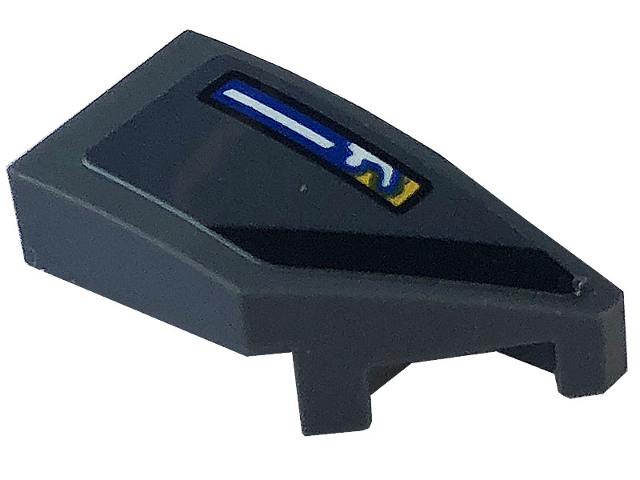 Lego Wedge 2 x 1 x 2/3 Right with Black Stripe and Michelin Logo Pattern (Sticker) - Set 76903 / Dark Bluish Gray