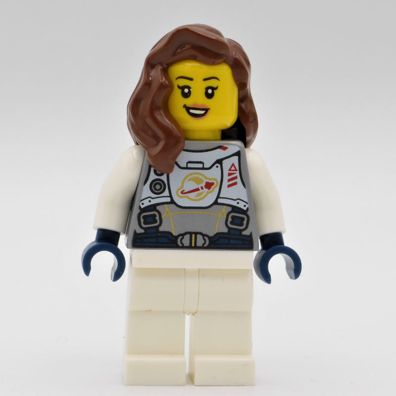 Lego Astronaut - Flat Silver Torso, White Legs, Reddish Brown Hair