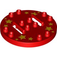 Lego Duplo Turntable 6 x 6 with Handles and Stars Print / Red
