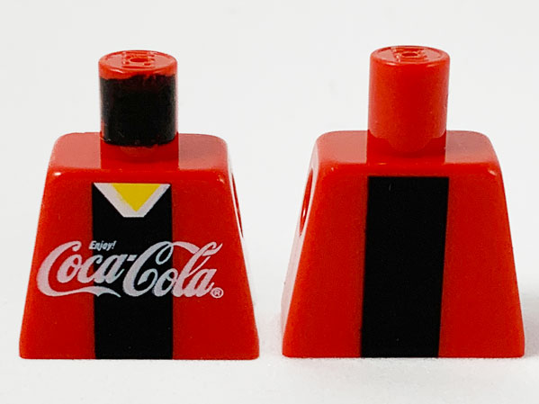 Lego Torso Coca-Cola Logo with V-Neck Shirt and Black Stripe Pattern / Red
