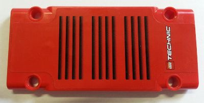 Lego Technic, Panel Plate 5 x 11 x 1 with Black Vent Grille and LEGO TECHNIC Logo Pattern (Sticker) - Set 8258 / Red
