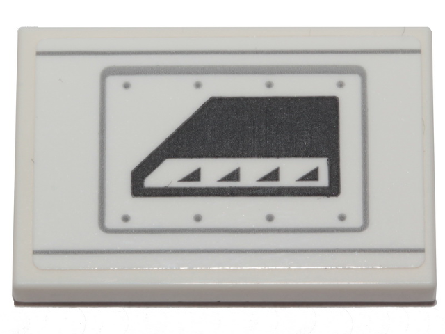 Lego Tile 2 x 3 with Dark Bluish Gray SW A-wing Hull Plate Pattern (Sticker) - Set 75248 / White