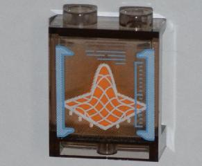 Lego Panel 1 x 2 x 2 with Side Supports - Hollow Studs with Orange 3D Graph on Screen Pattern (Sticker) - Set 6873