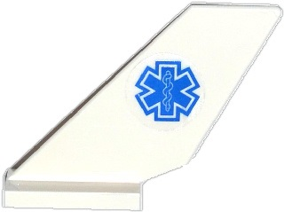 Lego Tail Shuttle with EMT Star of Life (Blue Snake) Pattern on Both Sides (Stickers) - Set 60086