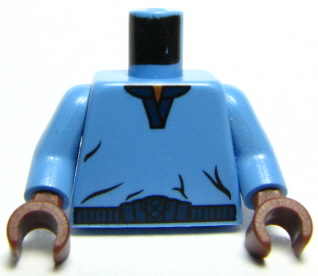Lego Torso SW V-Collar Shirt and Dark Blue Trim Pattern (Lando Calrissian) / Medium Blue Arms / Brown Hands