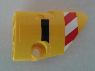 Lego Technic, Panel Fairing # 2 Small Smooth Short, Side B with Red and White Danger Stripes and Black Stripe Pattern (Sticker) - Set 8053 / Yellow