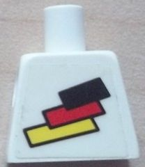 Lego Torso Soccer German National Player, German Flag Sticker Front, Black Number Sticker Back Pattern (specify number in listing) / White