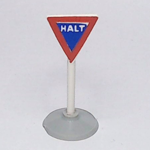 Lego Road Sign Old Triangle Inverted with Halt Print & Type 1 Base