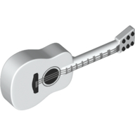 Lego Musical Instrument Guitar Acoustic with Silver Strings Print / White