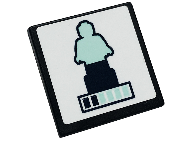 Lego Road Sign 2 x 2 Square with Open O Clip with Light Aqua and Dark Blue Statue Pattern (Sticker) - Set 41711