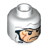 Lego Minifig Head Dengar, White Bandage with Buttons Print [Hollow Stud] / White