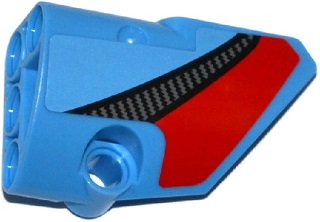 Lego Technic, Panel Fairing # 2 Small Smooth Short, Side B with Red Stripe and Carbon Fiber Pattern (Sticker) - Set 42036 / Medium Blue