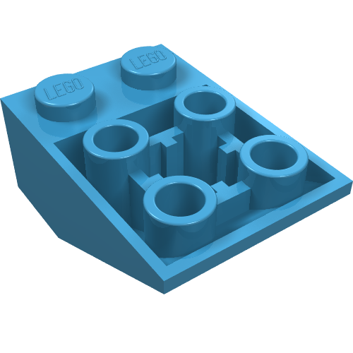 Lego Brick Sloped Inverted 33° 3 x 2, Connections between Studs, Ovoid Bottom Pin / Maersk Blue
