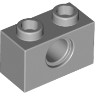 Lego Technic Brick 1 x 2 [1 Pin Hole] / Light Bluish Gray