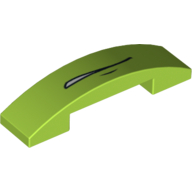 Lego Brick Curved 4 x 1 Double with No Studs and Mouth Slightly Open Print / Lime