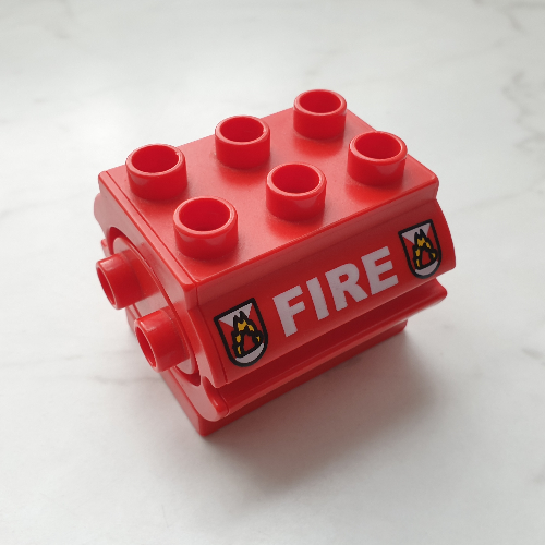 Lego Duplo Water Container with White 'FIRE' and Fire Logo Print
