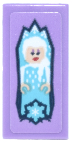 Lego Tile 1 x 2 with Toy Box with Elsa, White Hair and Crystals, Medium Azure Dress and Snowflake Pattern (Sticker) - Set 43302 / Medium Lavender