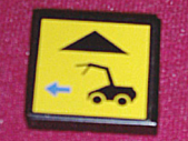 Lego Tile 2 x 2 with Black Car and Blue Arrow Left Pattern (Sticker) - Set 8480 / Black