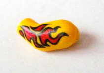 Lego Arm, Left with Red Flames Tattoo Pattern / Yellow