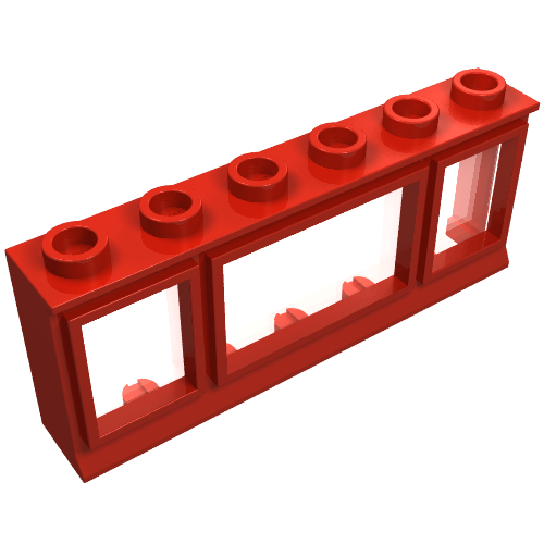 Lego Window 1 x 6 x 2 / Red